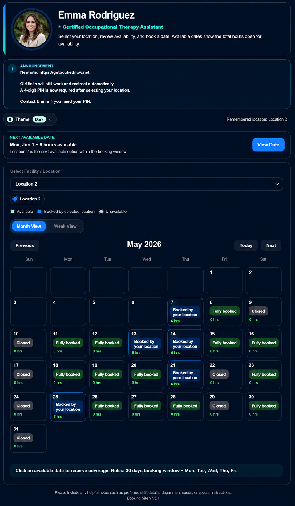 Booking experience screenshot